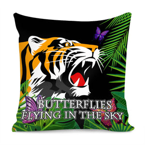 Tiger And Butterfly Pillow Cover