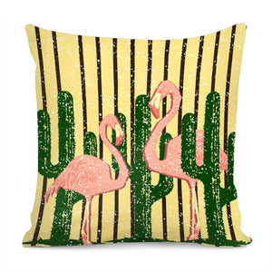 Flamingo & Cactus Pillow Cover