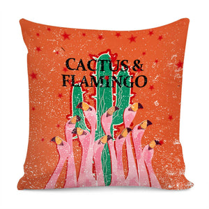 Flamingo & Cactus Pillow Cover