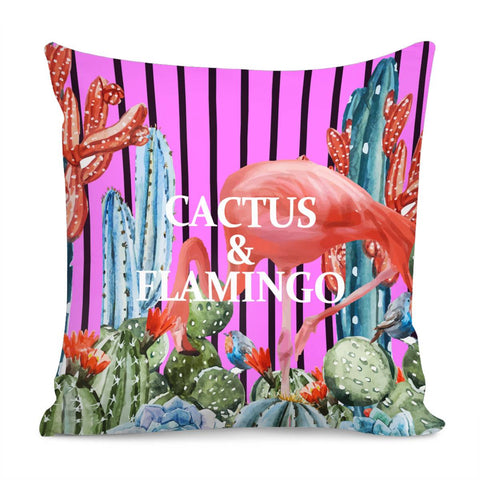 Image of Flamingo & Cactus Pillow Cover
