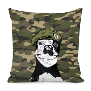 Dog & Camouflage Pillow Cover