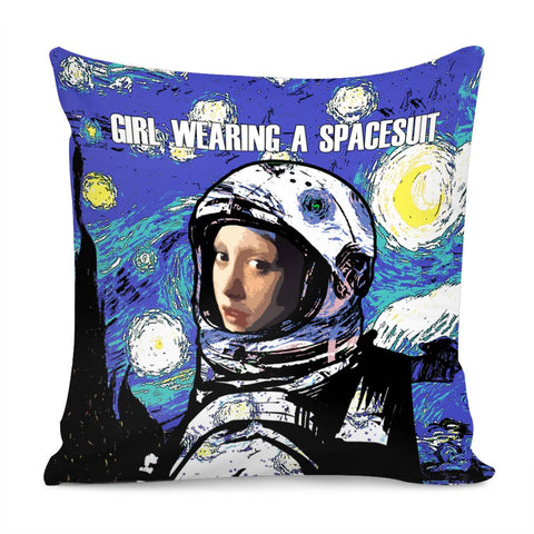 Image of Girl Wearing A Spacesuit Pillow Cover