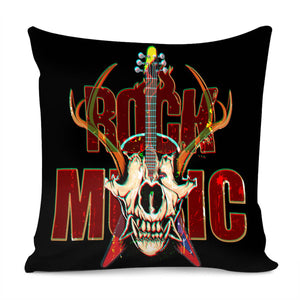 Skull And Music Pillow Cover