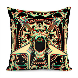 Skull And Music Pillow Cover