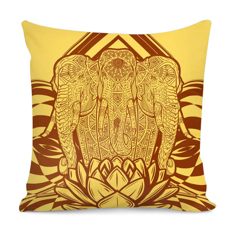 Image of Lotus Gold Elephant Pillow Cover