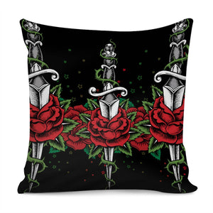 Rose And Dagger Pillow Cover