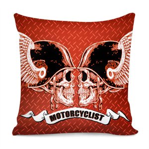 Skull And Motorbike Pillow Cover