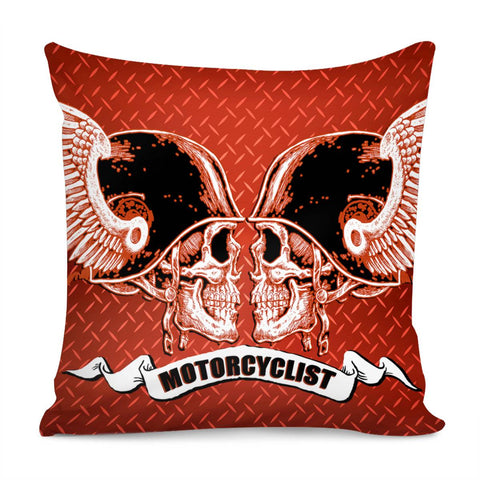 Image of Skull And Motorbike Pillow Cover