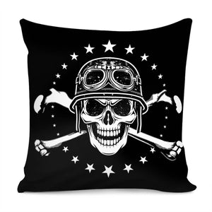 Skull And Motorbike Pillow Cover