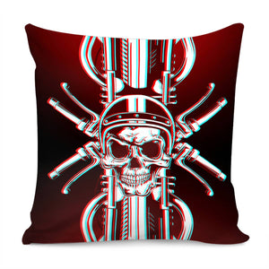 Skull And Motorbike Pillow Cover