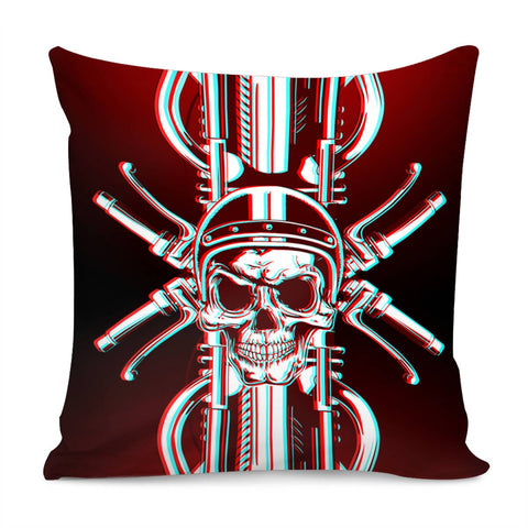 Image of Skull And Motorbike Pillow Cover