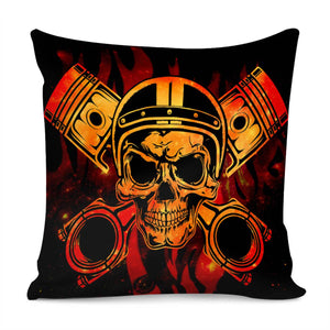 Skull And Motorbike Pillow Cover