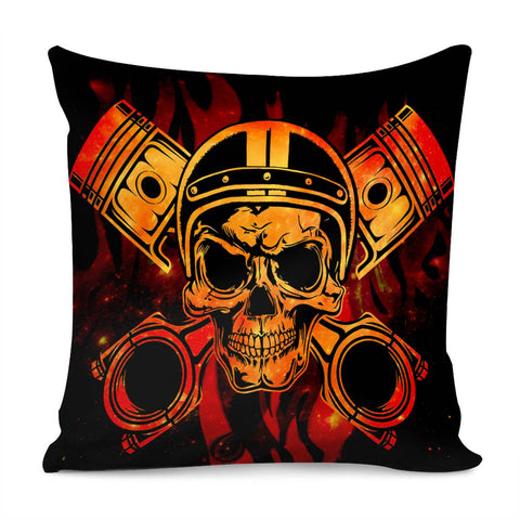 Image of Skull And Motorbike Pillow Cover