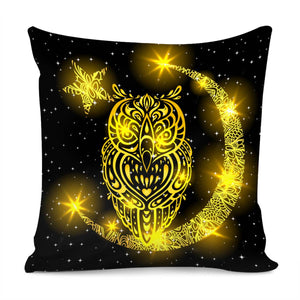 Moon And Owl Pillow Cover