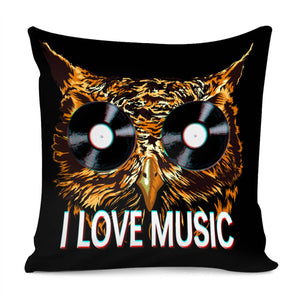 Owl And Music Pillow Cover