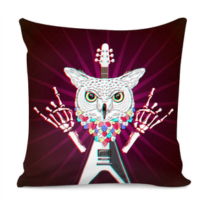 Owl And Music Pillow Cover