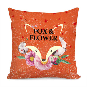 Fox & Flower Pillow Cover