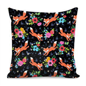 Fox & Flower Pillow Cover