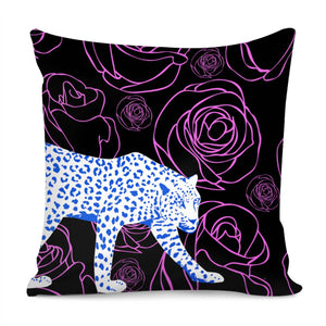 Leopard & Flowers Pillow Cover