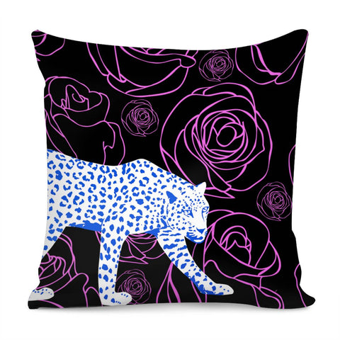 Image of Leopard & Flowers Pillow Cover