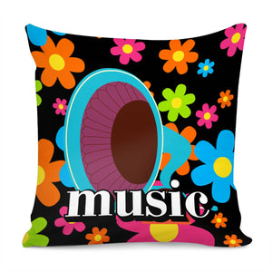 Gramophone & Flowers Pillow Cover