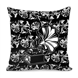 Gramophone & Flowers Pillow Cover