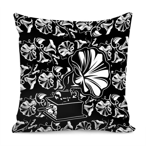 Image of Gramophone & Flowers Pillow Cover