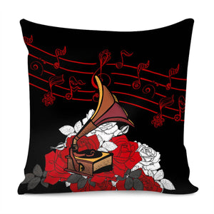 Gramophone & Flowers Pillow Cover