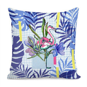 Flamingo & Flowers Pillow Cover