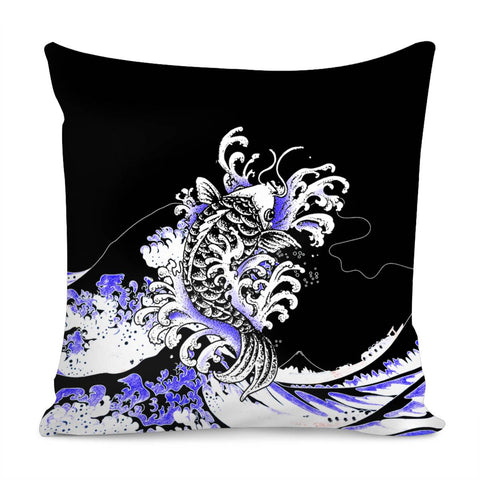 Image of The Great Wave Off Kanagawa&Koi Pillow Cover