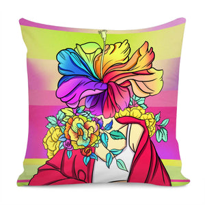 Flowers And Girls Pillow Cover