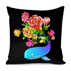 Flower And Whale Pillow Cover