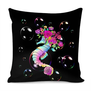 Flower And Seahorse Pillow Cover