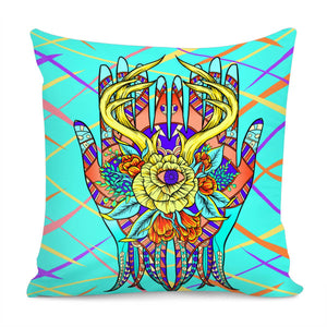 Flower And Hand Pillow Cover