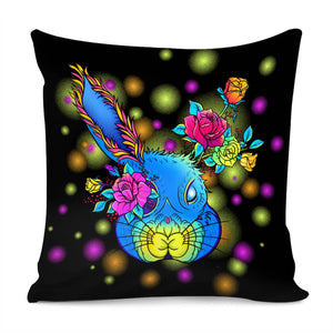 Flower And Rabbit Pillow Cover