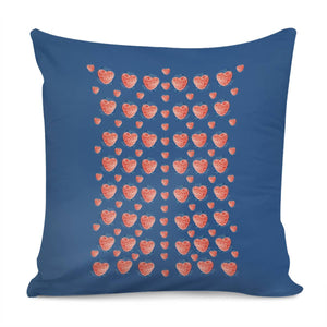 Jelly Hearts On Blue Pillow Cover