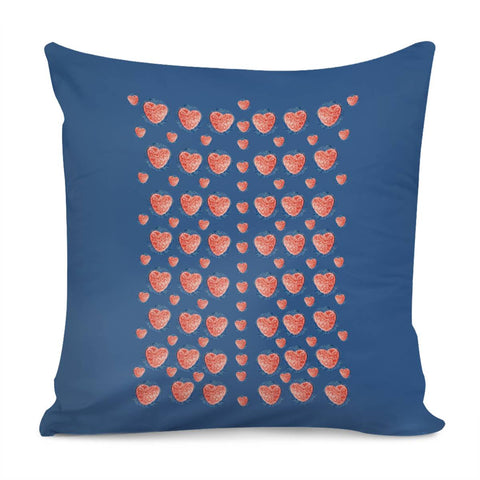 Image of Jelly Hearts On Blue Pillow Cover