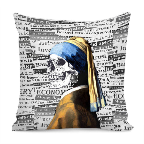 Image of Skull Wearing Pearl Pillow Cover