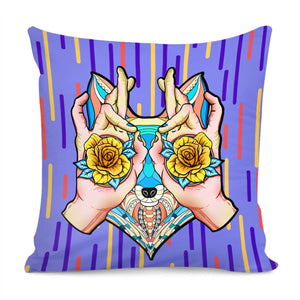 Fox And Flower Pillow Cover