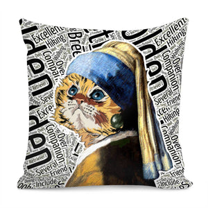 Pearl-Bearing Cat Pillow Cover