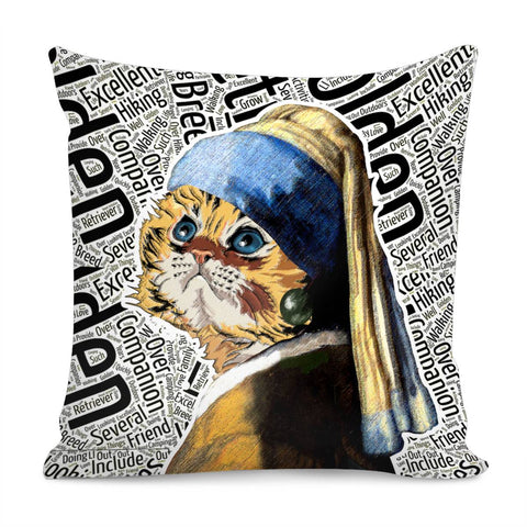 Image of Pearl-Bearing Cat Pillow Cover