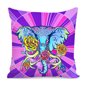 Elephant And Flower Pillow Cover