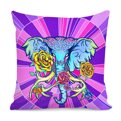 Image of Elephant And Flower Pillow Cover