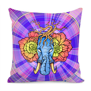 Elephant And Flower Pillow Cover