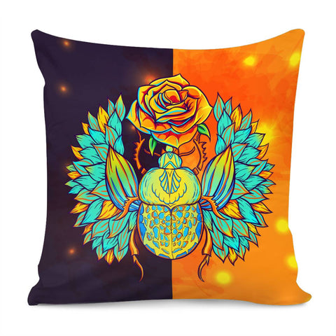 Image of Beetle And Flower Pillow Cover