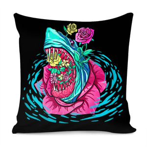 Shark And Flower Pillow Cover