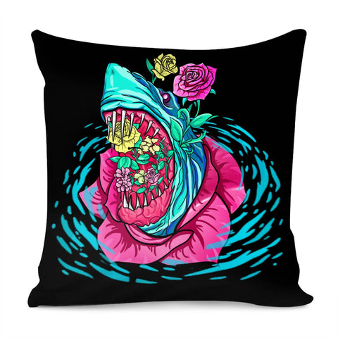 Image of Shark And Flower Pillow Cover