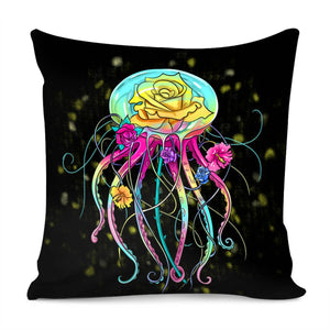 Jellyfish And Flowers Pillow Cover