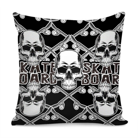 Image of Skull And Skateboard Pillow Cover