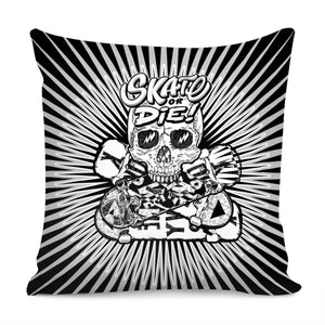 Skull And Skateboard Pillow Cover